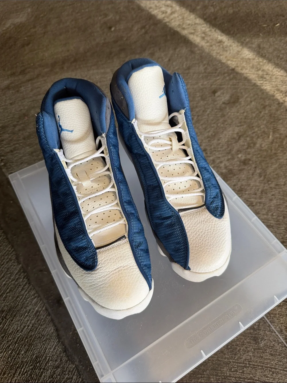 Jordan Retro High-Top Sneakers in White and Navy